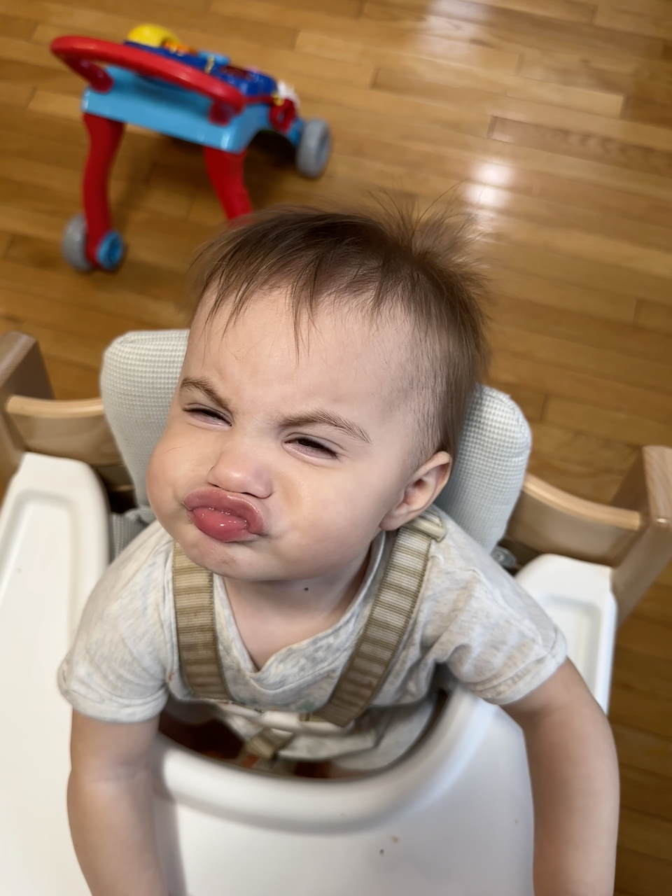 Zoe making a funny kissy face.